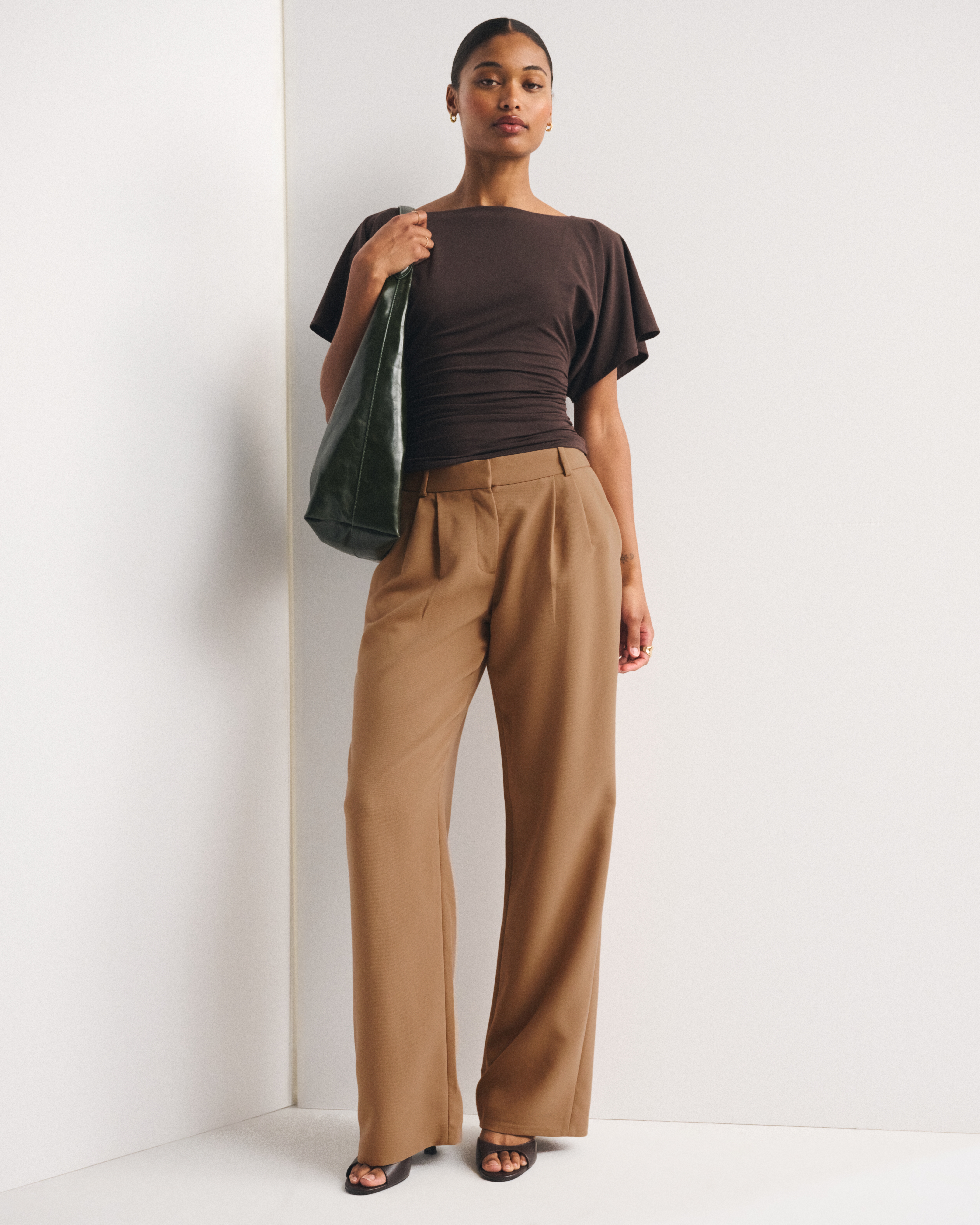 Curve Love A&F Sloane Low Rise Tailored Wide Leg Pant