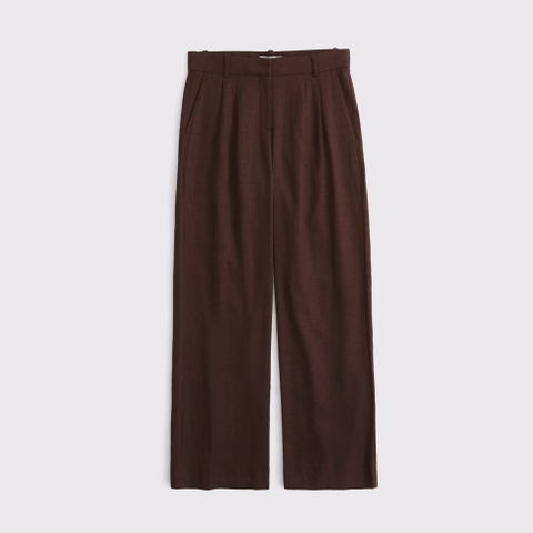 Женские брюки Abercrombie & Fitch A&F Sloane Low Rise Linen-Blend Tailored Wide Leg Pant