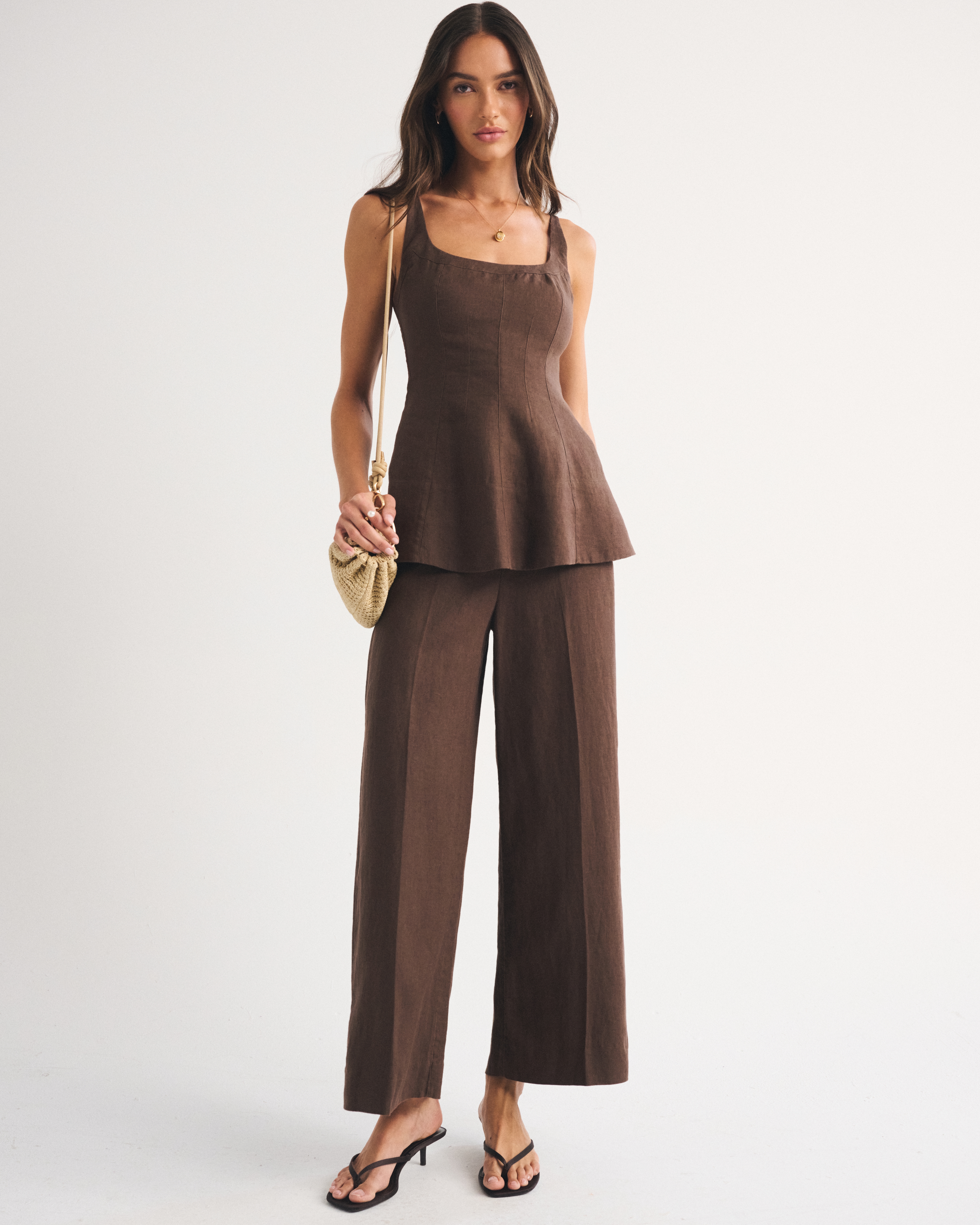 Женские брюки Abercrombie & Fitch 100% Linen High Rise Cropped Wide Leg Pant — фото 2