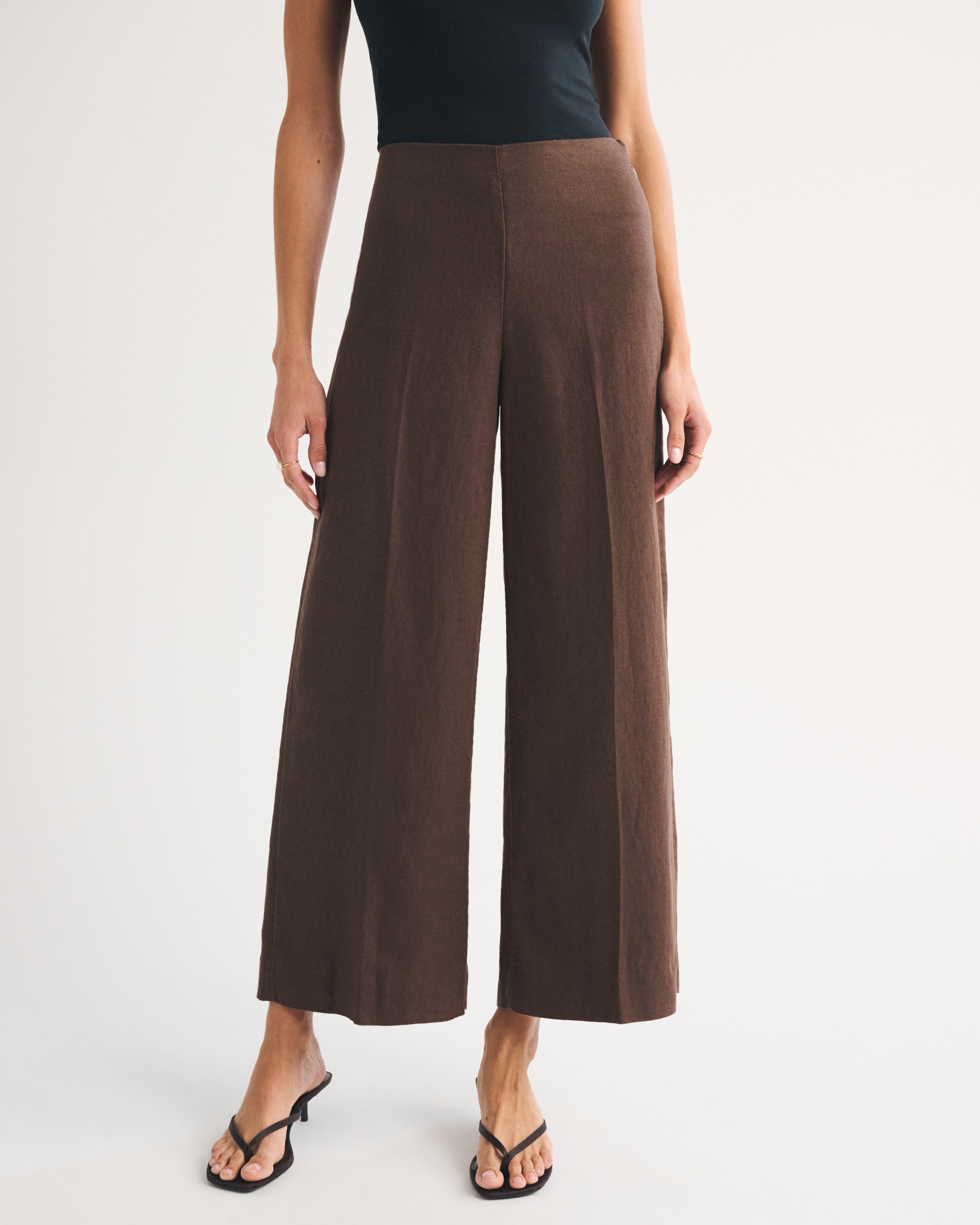 Женские брюки Abercrombie & Fitch 100% Linen High Rise Cropped Wide Leg Pant — фото 3
