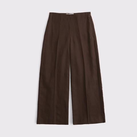 Женские брюки Abercrombie & Fitch 100% Linen High Rise Cropped Wide Leg Pant