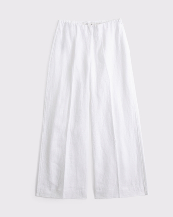 100% Linen Curve Love High Rise Cropped Wide Leg Pant from Abercrombie & Fitch - $100