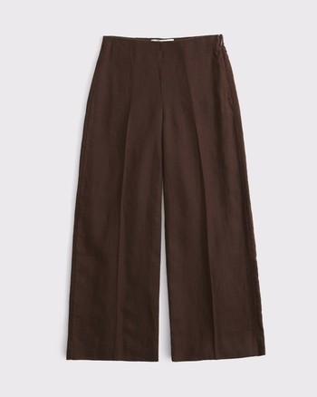 100% Linen Curve Love High Rise Cropped Wide Leg Pant from Abercrombie & Fitch - $100