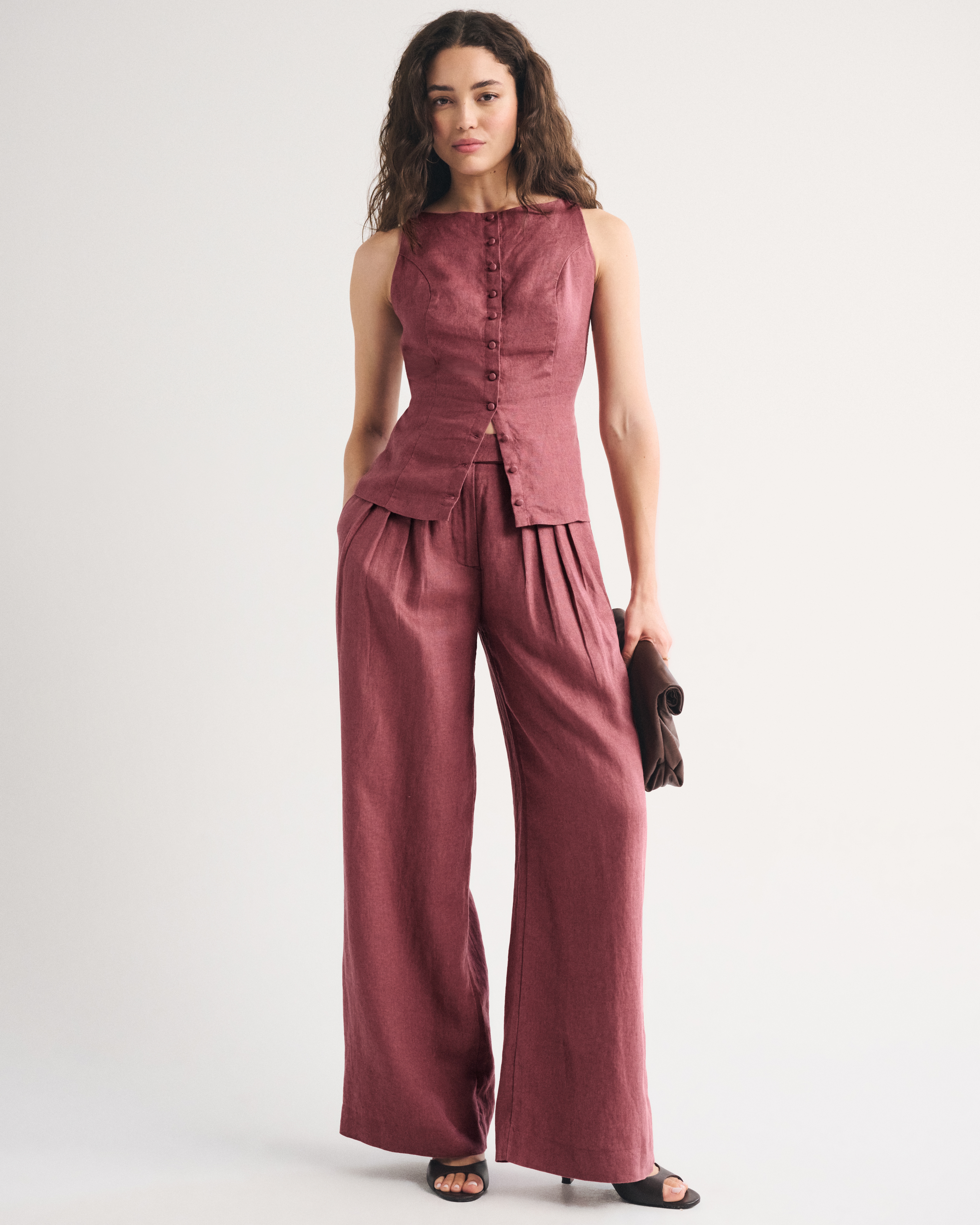 Женские брюки Abercrombie & Fitch 100% Linen High Rise Tailored Palazzo Pant — фото 2