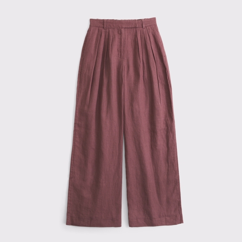 Женские брюки Abercrombie & Fitch 100% Linen Curve Love High Rise Tailored Palazzo Pant