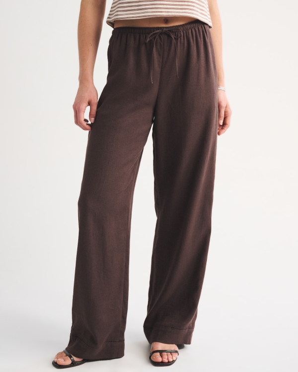 Women's A&F Gemma Linen-Blend Wide Leg Pull-On Pant | Women's