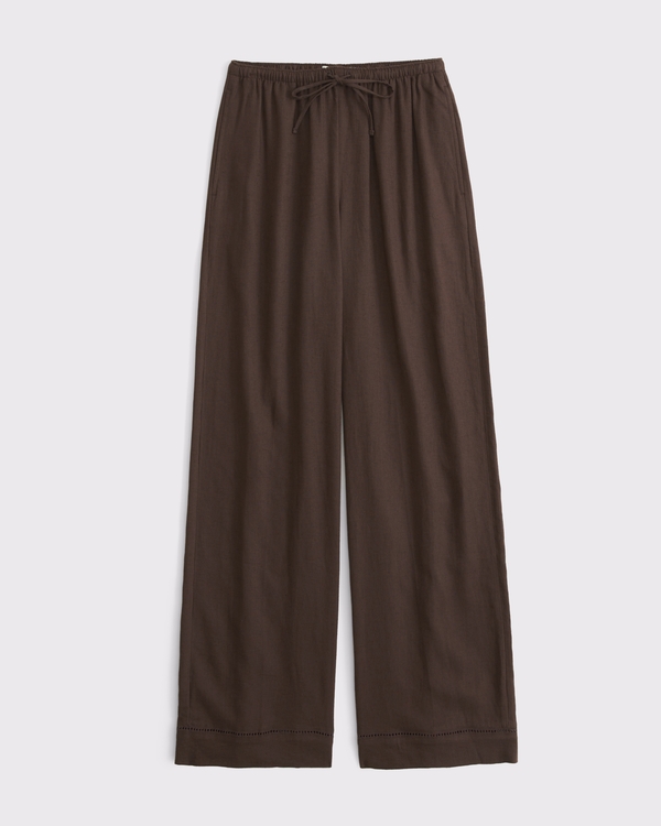 Women's A&F Gemma Linen-Blend Wide Leg Pull-On Pant | Women's