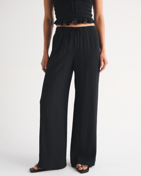 Pantalones sin cierres con efecto arrugado, Negro view 2
