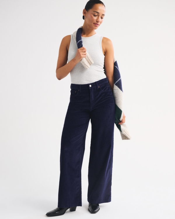 Curve Love Corduroy High Rise Wide Leg Pant by Abercrombie & Fitch