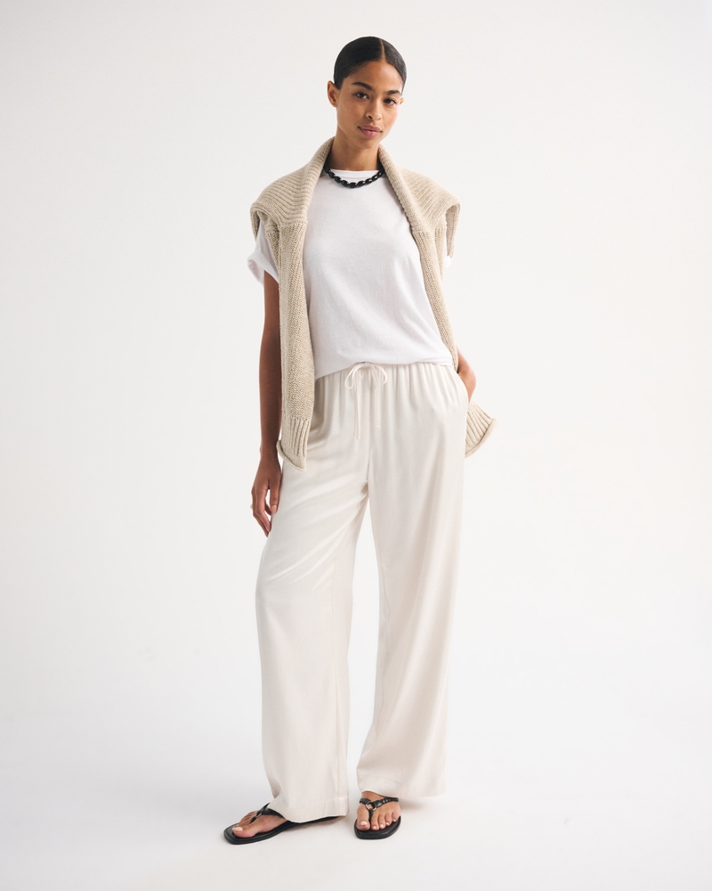 A&F Gemma Satin Wide Leg Pull-On Pant - thumbnail 7