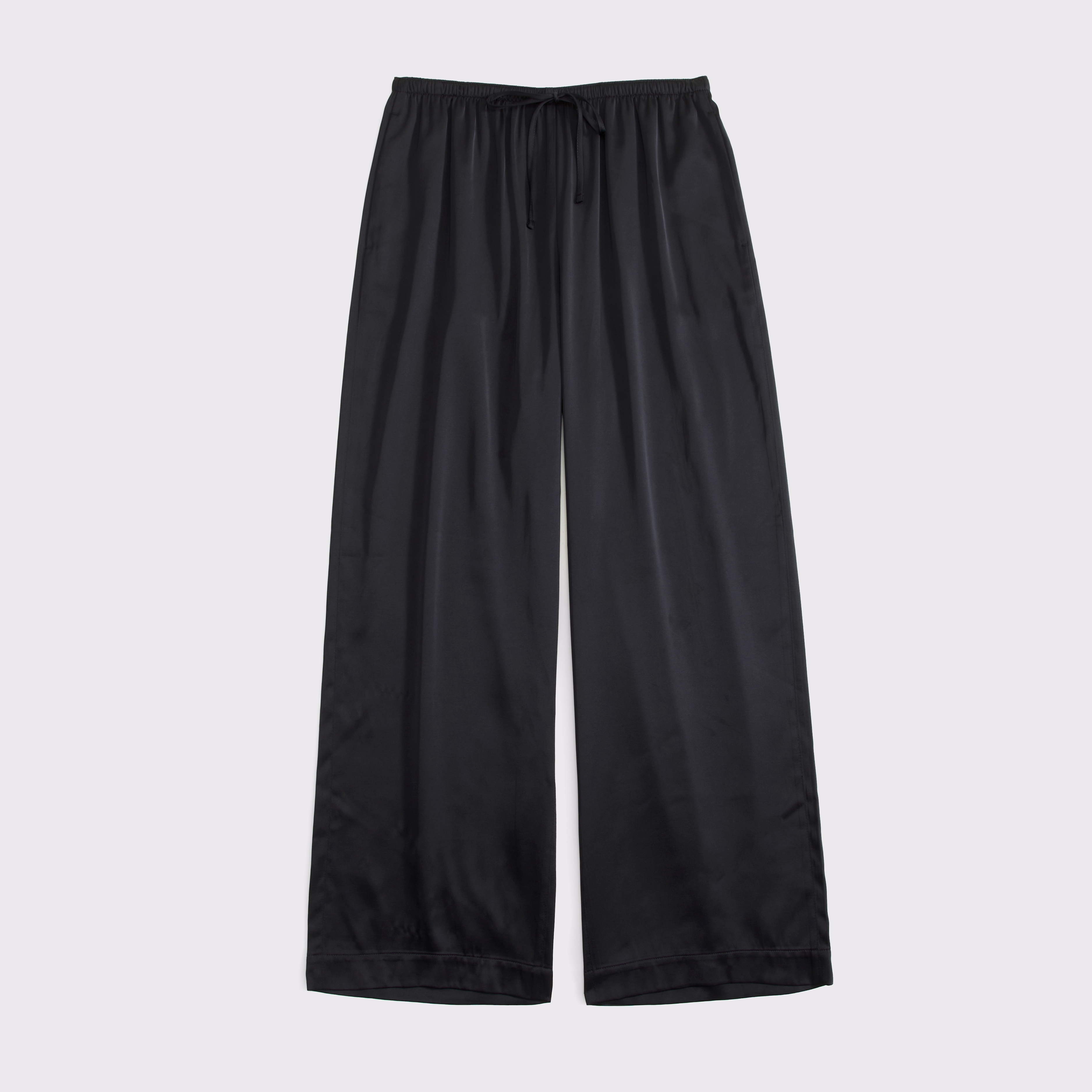 Женские брюки Abercrombie & Fitch A&F Gemma Satin Wide Leg Pull-On Pant, цвет: Чёрный