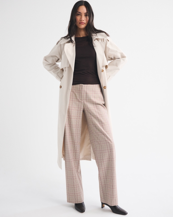 Clean Waist Low Rise Tailored Wide Leg Pant