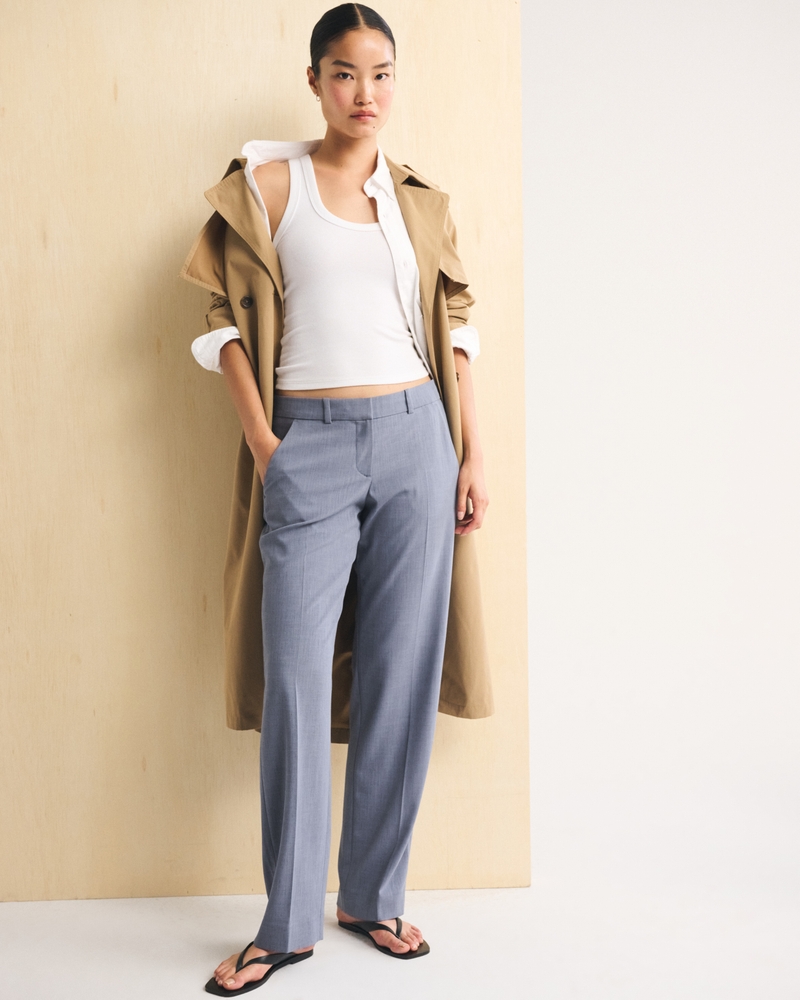 Low Rise Tailored Straight Leg Pant - blue gray by Abercrombie & Fitch