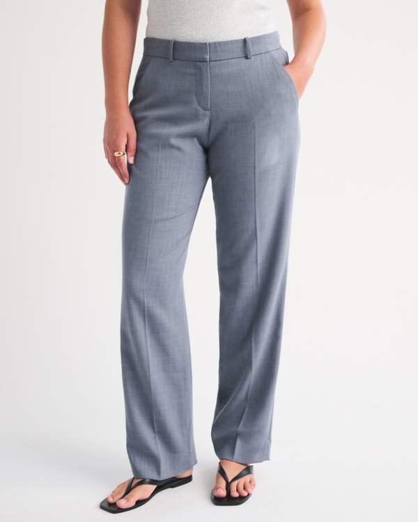 Curve Love Low Rise Tailored Straight Leg Pant, Blue Gray view 2