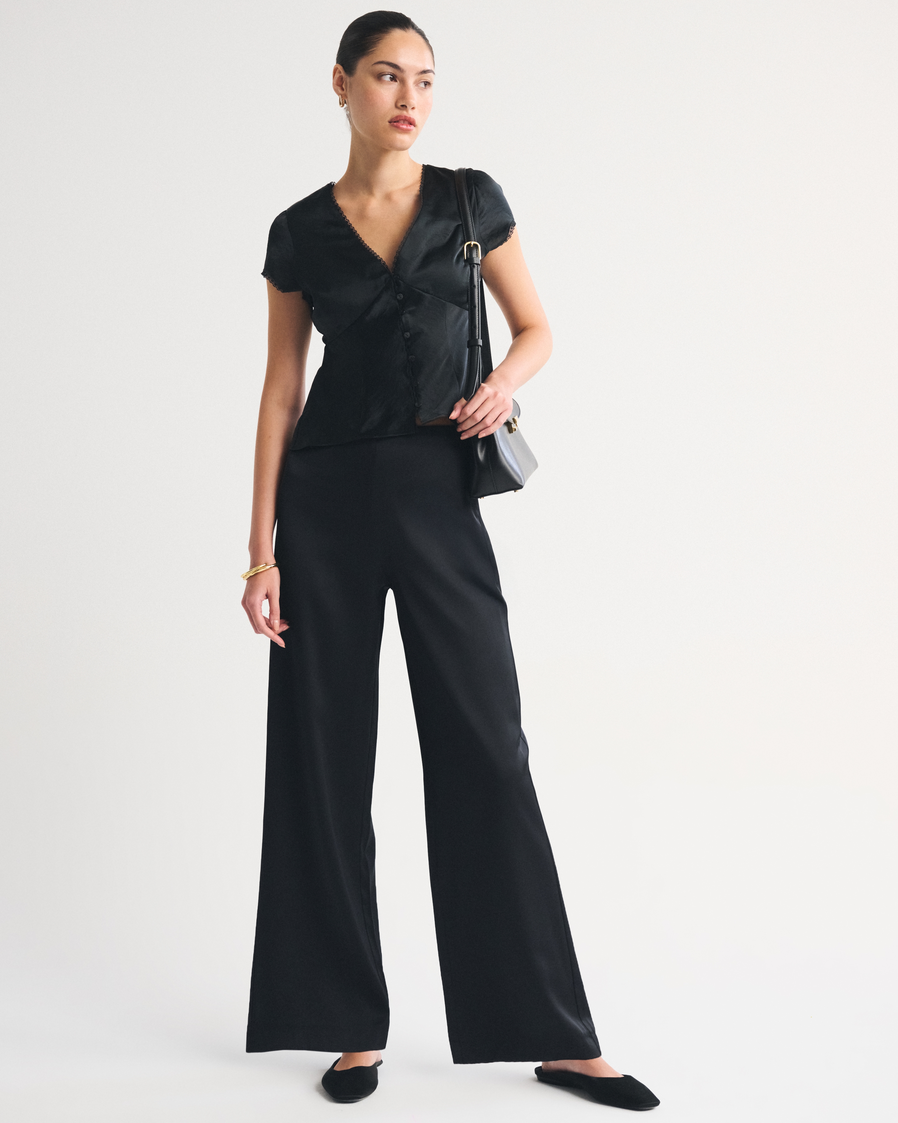 Женские брюки Abercrombie & Fitch Satin Wide Leg Pant — фото 2