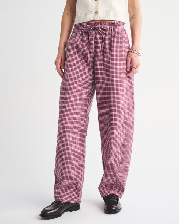 Barrel Pull-On Pant, Burgundy Plaid view 2