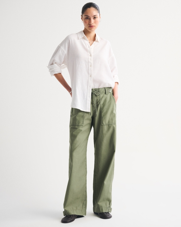 Low Rise Ultra Loose Weekender Pant, Olive view 1