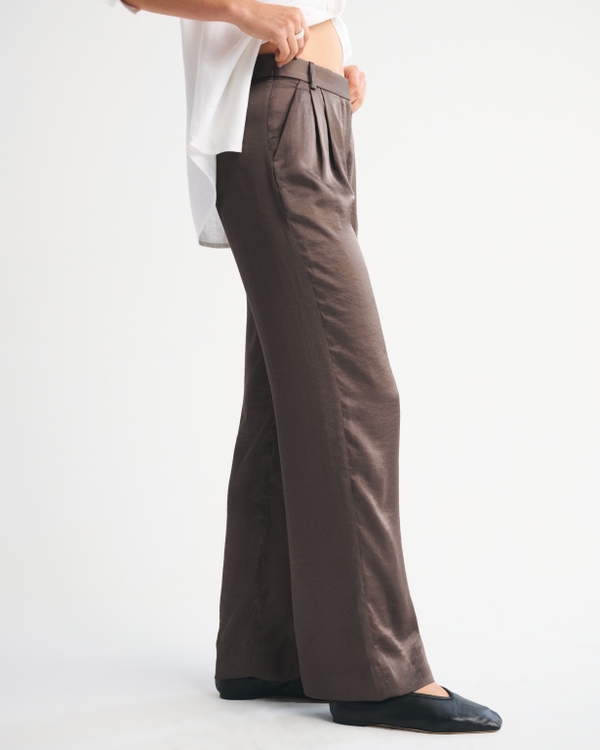 A&F Sloane Satin Tailored Wide Leg Pant