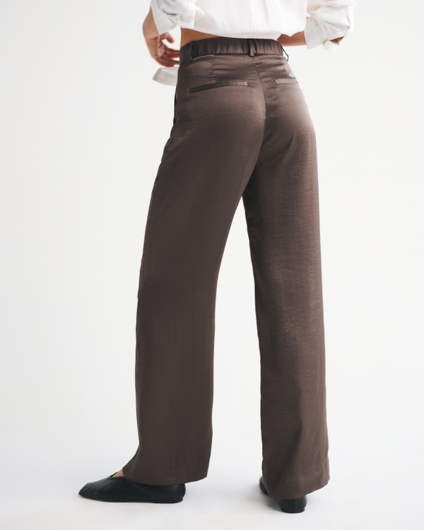 A&F Sloane Satin Tailored Wide Leg Pant