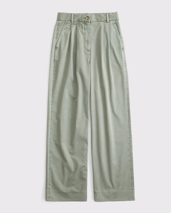 A&F Sloane Tailored Wide Leg Pant, Frosty Olive view 1