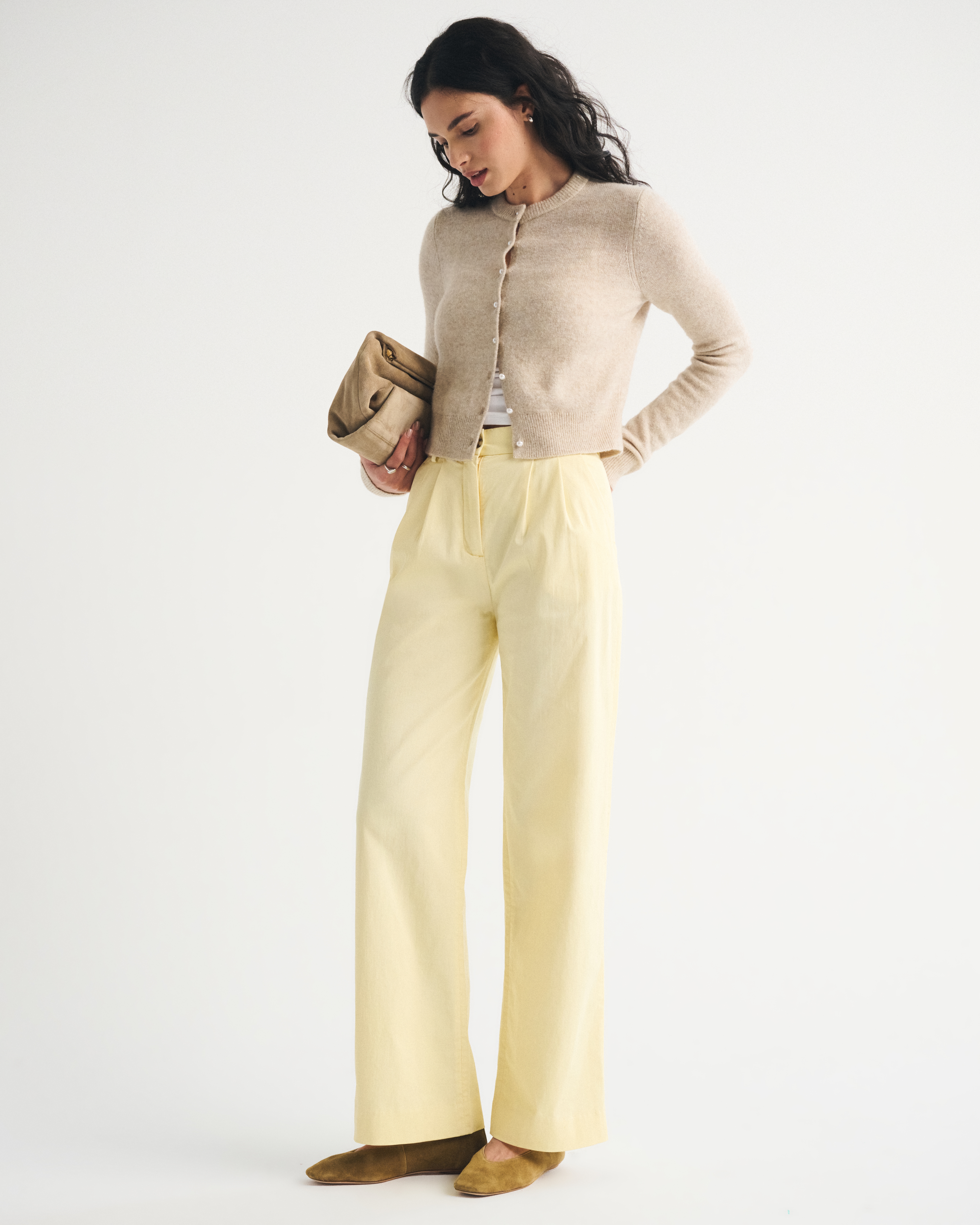 Женские брюки Abercrombie & Fitch A&F Sloane Twill Tailored Wide Leg Pant — фото 2
