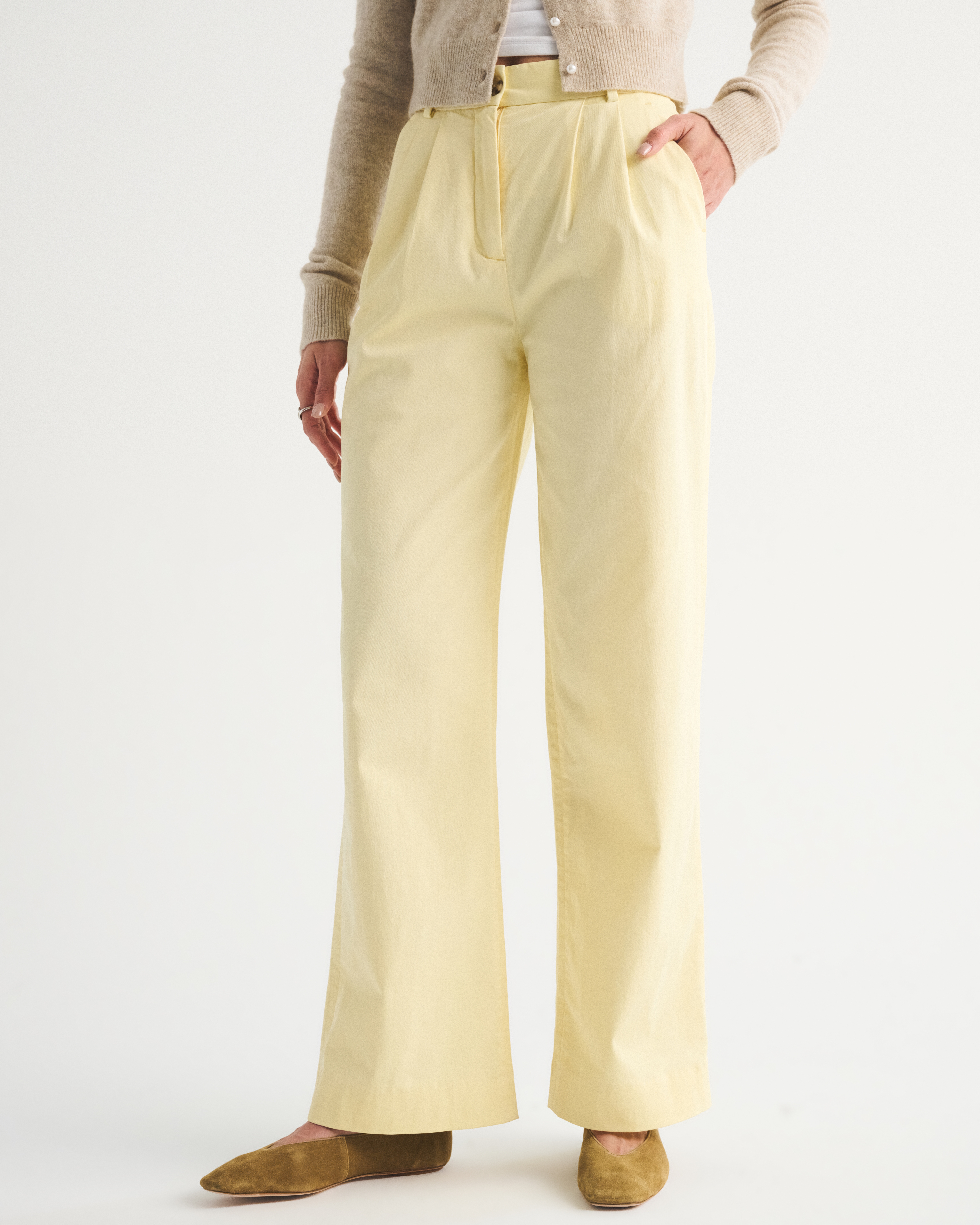 Женские брюки Abercrombie & Fitch A&F Sloane Twill Tailored Wide Leg Pant — фото 3