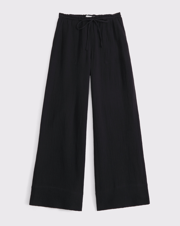 Pantalon à enfiler en gaze de coton