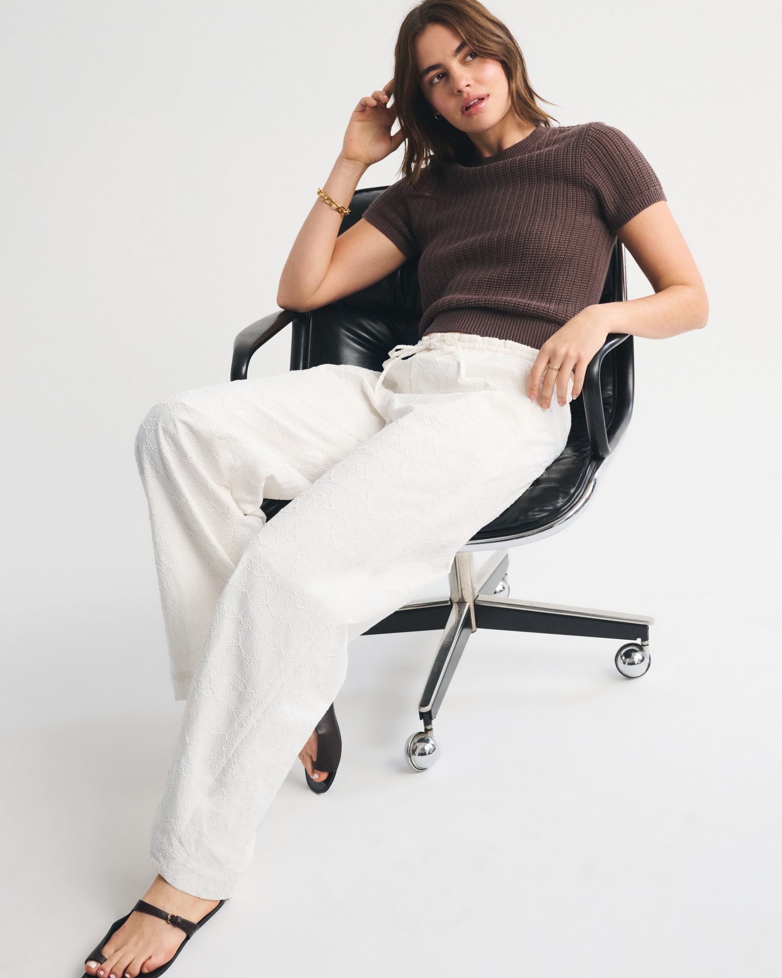 Cotton Jacquard Pull-On Pant