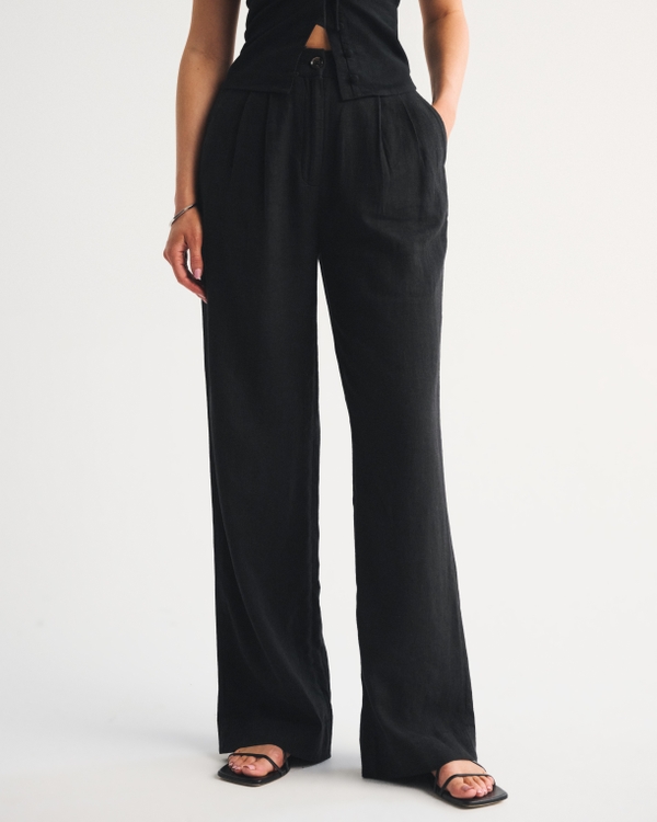 A&F Sloane Linen-Blend Tailored Wide Leg Pant