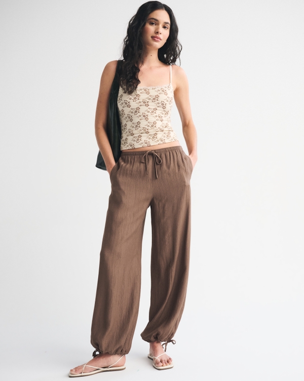 Convertible Crinkle Balloon Pull-On Pant
