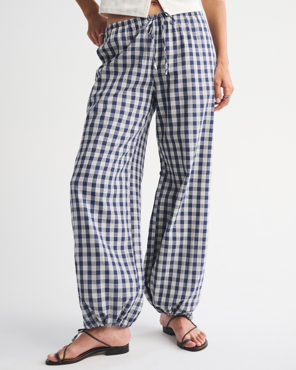 Convertible Seersucker Balloon Pull-On Pant