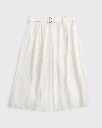 High Rise Textured Crepe Tailored Culotte Pant