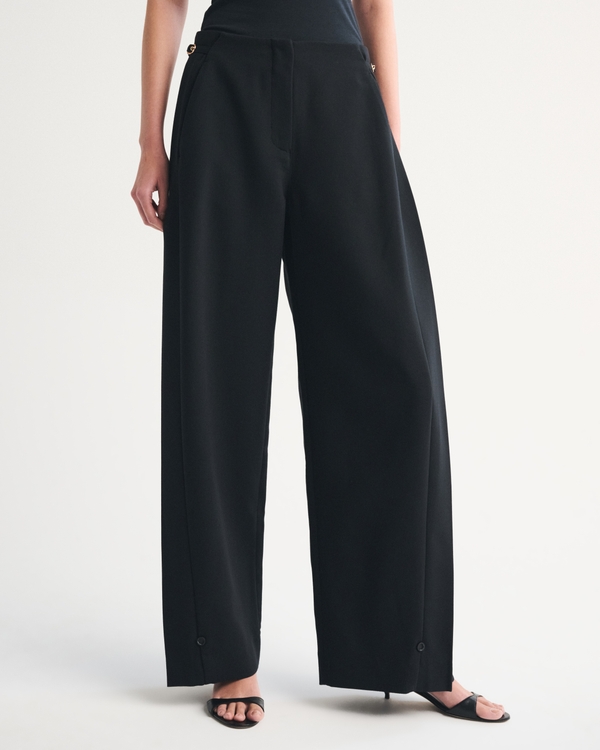 Convertible High Rise Tailored  Barrel Pant, Black view 2