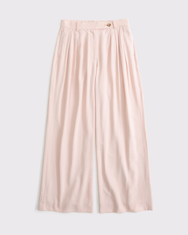 High Rise Crepe Tailored Palazzo Pant, Light Pink view 1