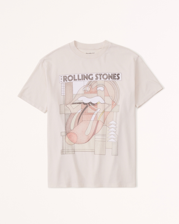 Women's Oversized Boyfriend Heavyweight Rolling Stones Graphic Tee | Women's Tops | Abercrombie.com
