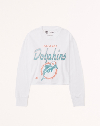 Women's Long-Sleeve Cropped Miami Dolphins Tee, Women's Tops