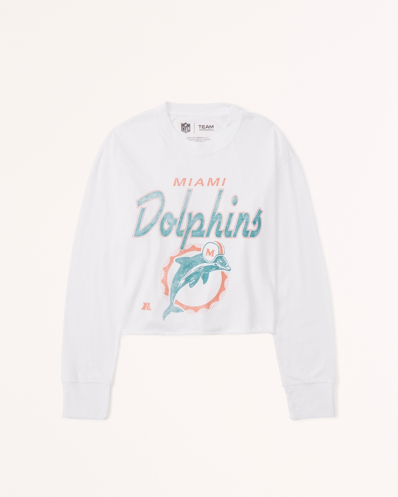 Women's Long-Sleeve Cropped Miami Dolphins Tee