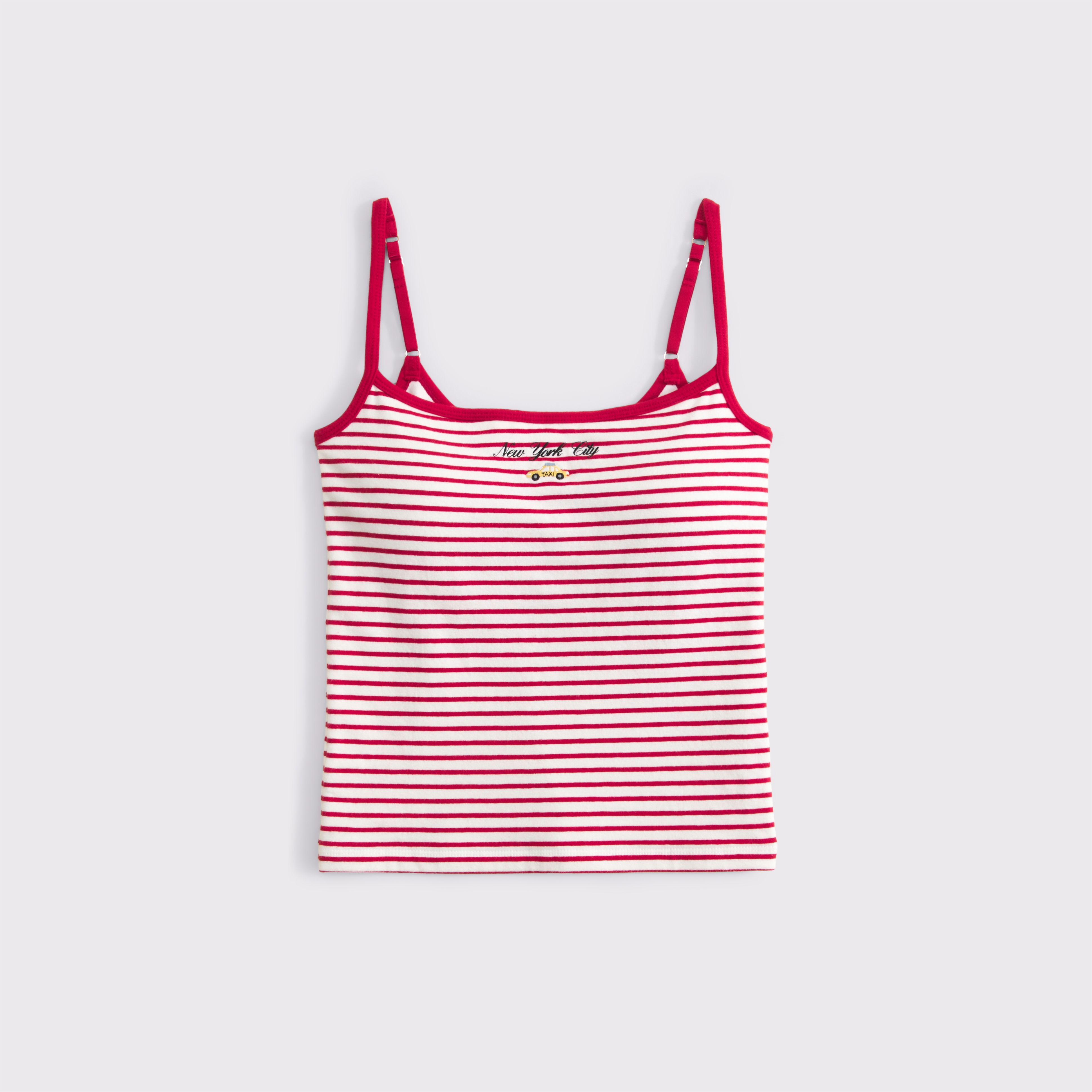 Женский топ Abercrombie & Fitch Abbode Bra-Free 90s Embroidered Seamless Fabric Cami, цвет: Красный полосатый — фото 1