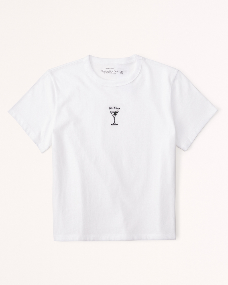 white printed tee