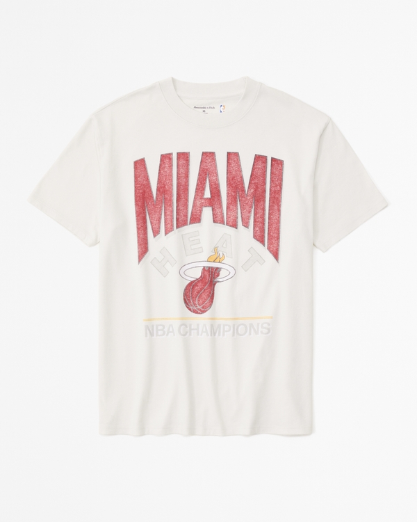Oversized Miami Heat Graphic Tee, Cream