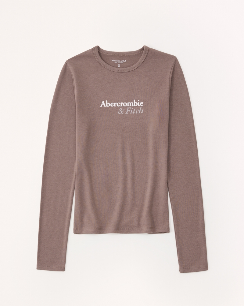 Women's Long-Sleeve Cozy Logo Tee | Women's Tops | Abercrombie.com