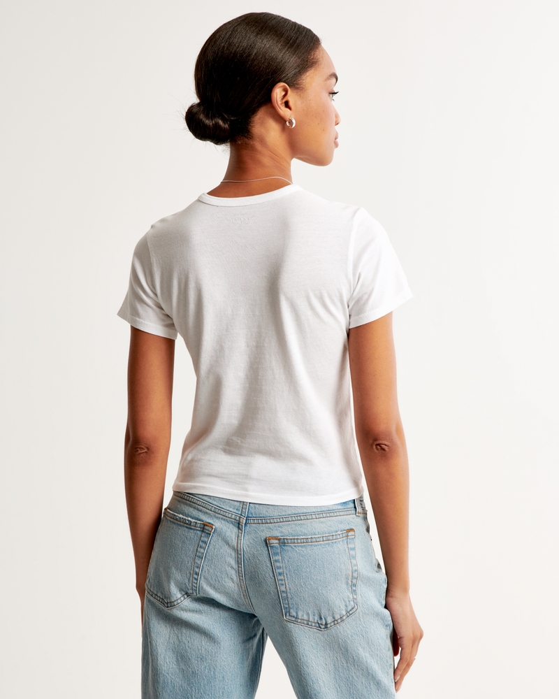 Hollister Womens T-Shirt White Black California Short Sleeve Scoop Neck S