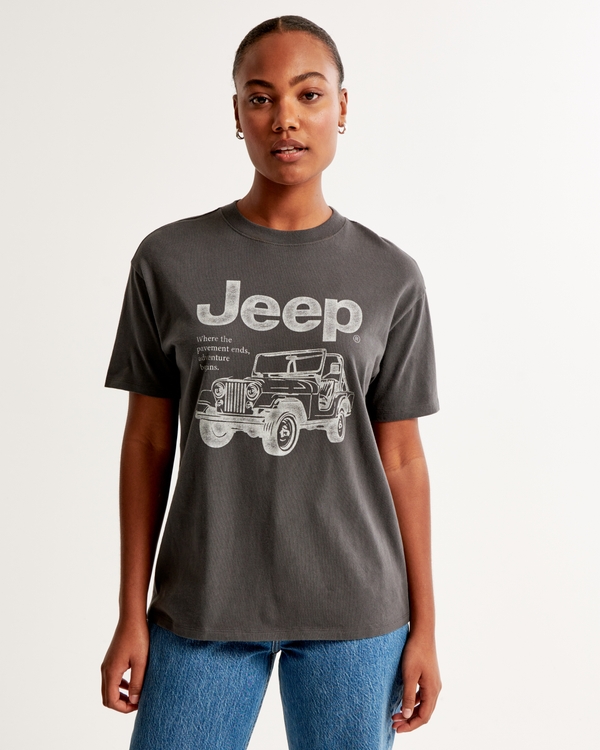 Oversized Jeep Graphic Tee, Dark Grey