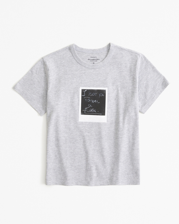Short-Sleeve Maripol Graphic Skimming Tee, Grey view 1