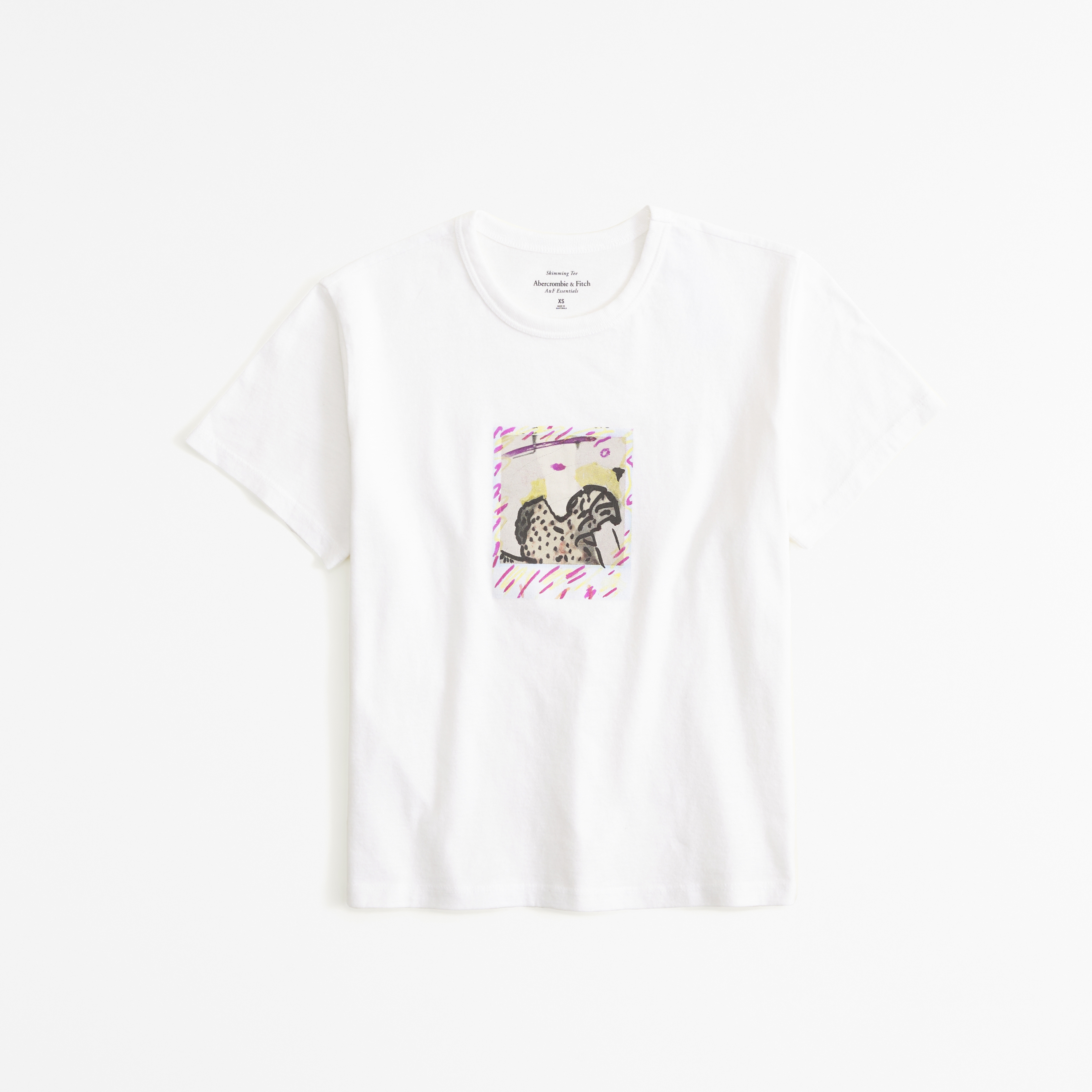 Abercrombie & Fitch Short-sleeve Maripol Graphic Skimming Tee In White