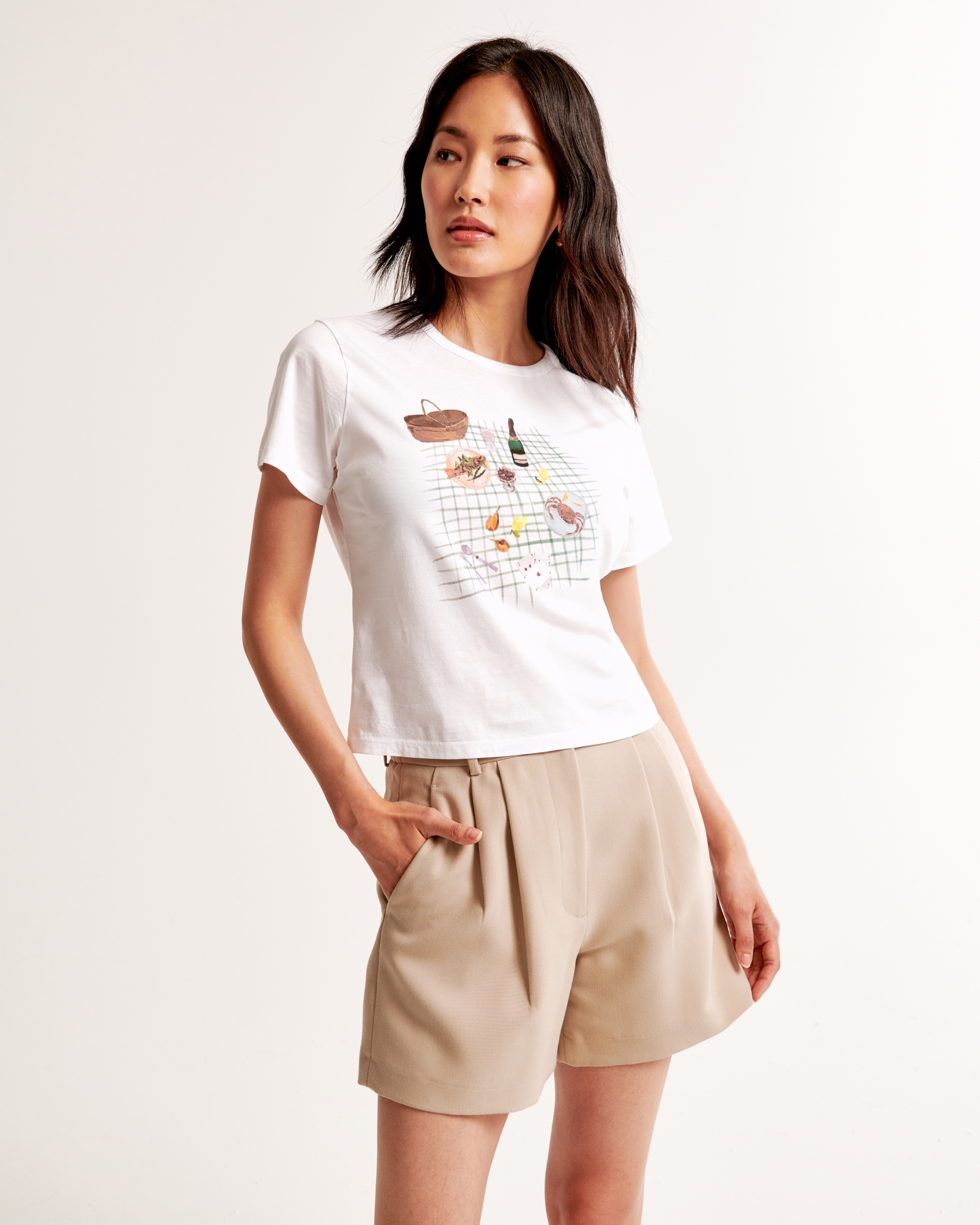 Short-Sleeve Picnic Graphic Skimming Tee