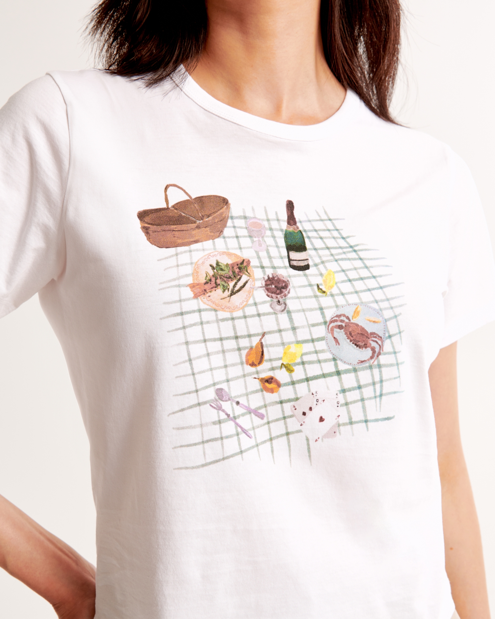Short-Sleeve Picnic Graphic Skimming Tee