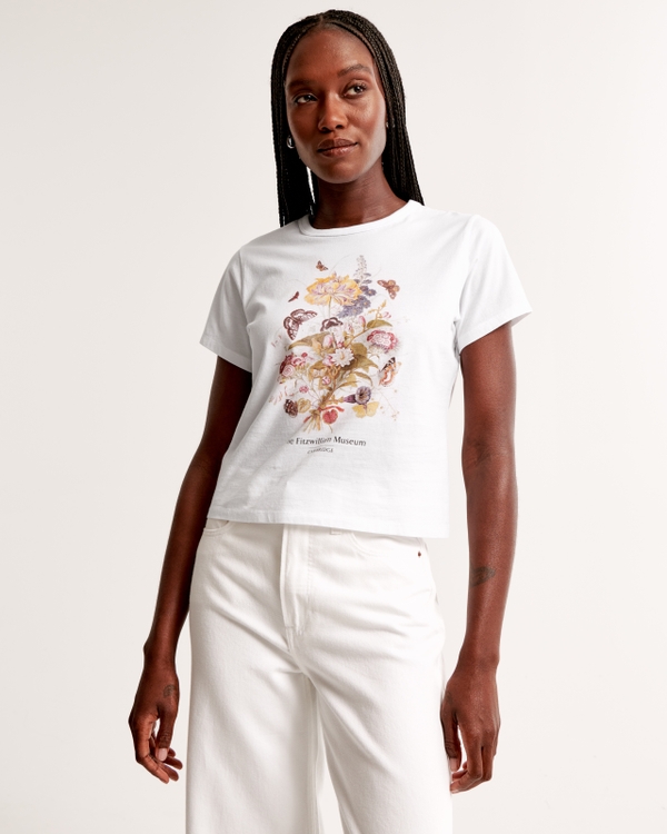 Short-Sleeve Fitzwilliam Museum Graphic Skimming Tee, White view 1