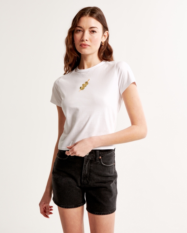 Short-Sleeve Olives Graphic Skimming Tee