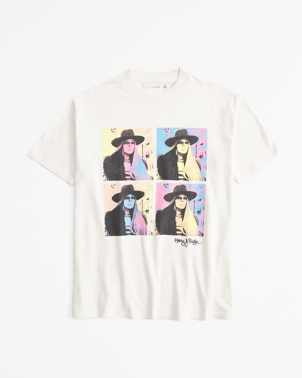 Oversized Mary J. Blige Graphic Tee, Light Sand view 1